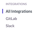 Sentry integrations menu