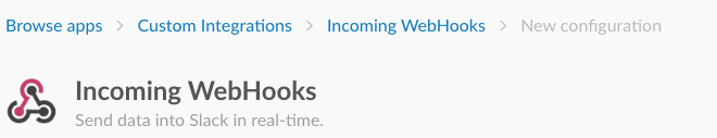Creating webhook configuration in Slack